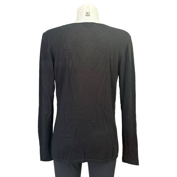Fortè Cashmere Black Drape Neck Cashmere Sweater size Large Lightweight - Picture 4 of 6
